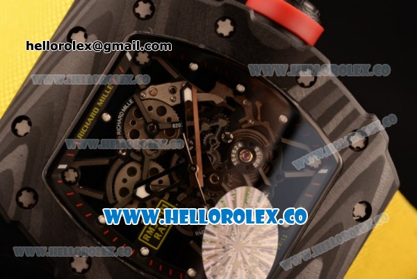 Richard Mille RM 055 Miyota 9015 Automatic Carbon Fiber Case with Skeleton Dial and Yellow Nylon/Leather Strap - Click Image to Close